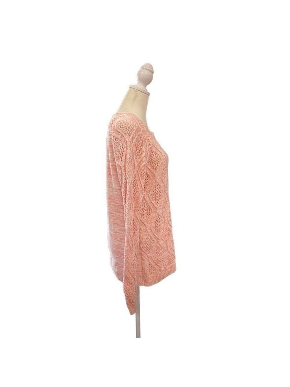 Sonoma Goods For Life Marled Cable Knit Diamond Pattern Sweater Pink Size Large - Picture 2 of 12